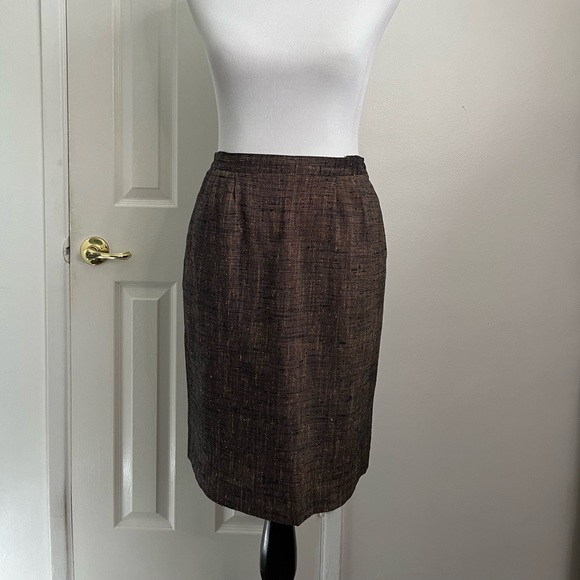 Vintage Dresses & Skirts - 80s Bouclé Brown Skirt